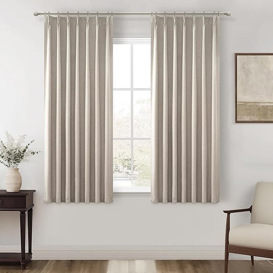 GreyFlax Black Out 54 Inches Long Boho Small Curtains 2 Panels Set, Farmhouse by QJMYDECO