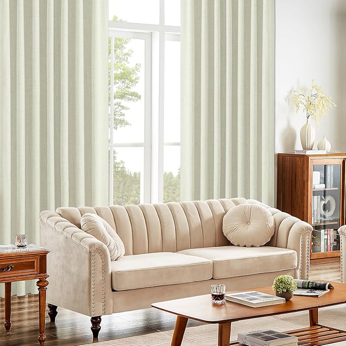 CUCRAF Linen 100% Blackout Curtains 63 Inch Length 2 Panels Set, Back Tab and - Image 9