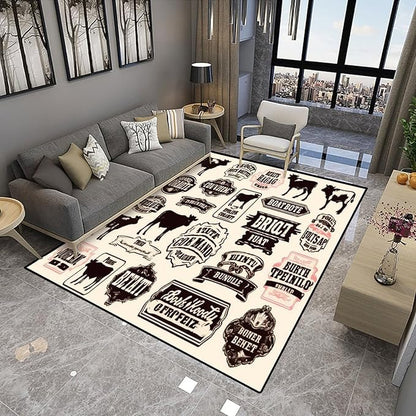 Runner - Farm Label Floral Printing Foldable Area Rugs Fade Resistant, Flame - Image 4
