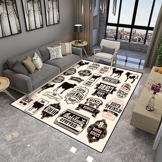 Runner - Farm Label Floral Printing Foldable Area Rugs Fade Resistant, Flame - Image 4