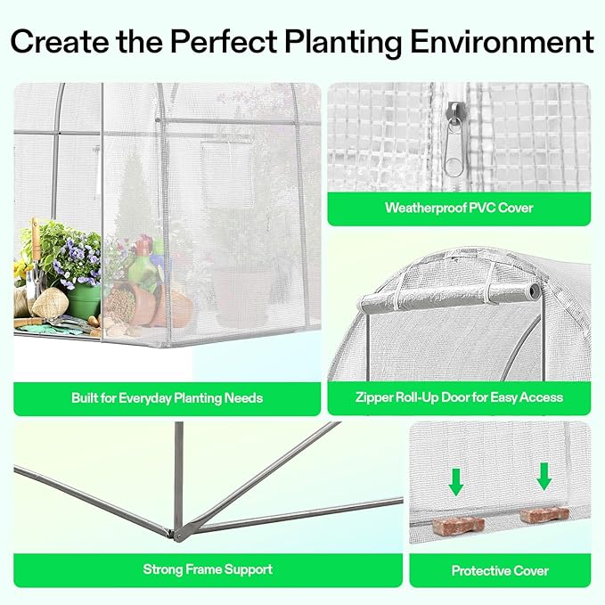 VIVOSUN 10x7x7 Ft. Large Walk in Greenhouse, Garden Plant Hot House - Image 5