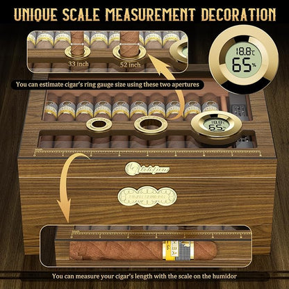 Cigar Humidor, Glass Top Desktop Cigars Case - Image 5