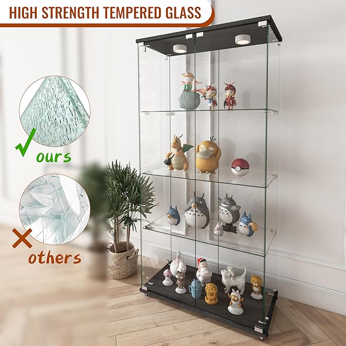 Yoluckea 4-Tier Glass Display Cabinet - Image 6