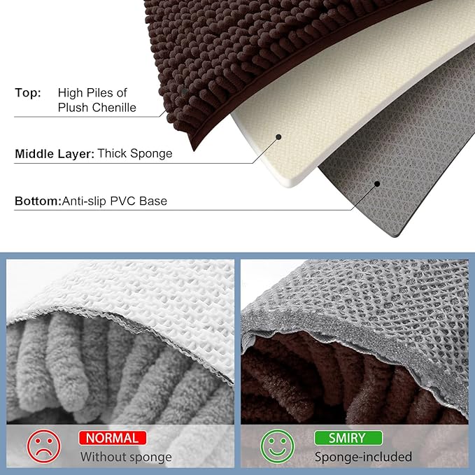 Smiry Luxury Chenille Bathroom Rugs 47x17, Extra Soft and Absorbent Shaggy Bath - Image 6
