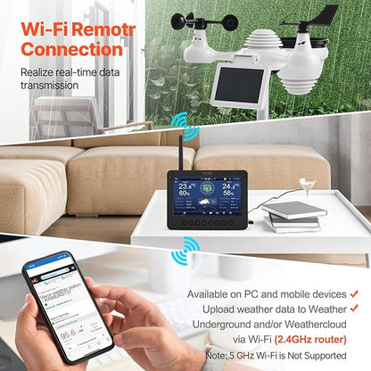 VEVOR 7-in-1 Wi-Fi Solar Self-Charging Weather Station - Image 3