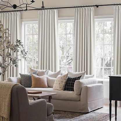 8-3/4FT Extra Long Curtains for Bedroom, Lush Decor 105 Inch Linen Blackout - Image 6