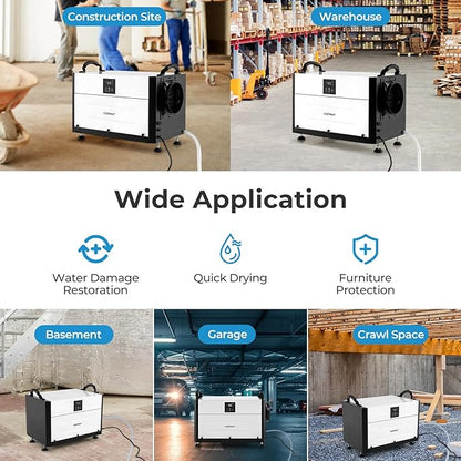 COSTWAY 155 PPD Commercial Dehumidifier, 1900 Sq.Ft Crawl Space Dehumidifier - Image 7