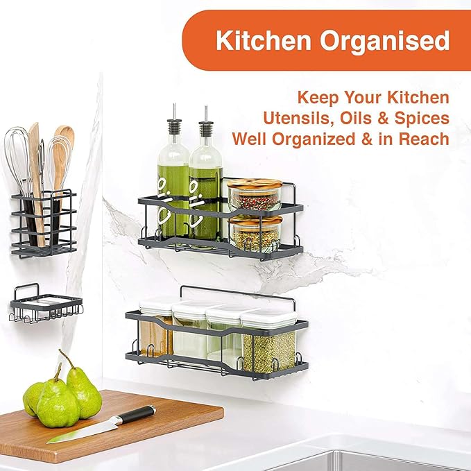 Shower Caddy Bathroom Shelves, The Athena Silken 4 Set, 40LB Capacity, Adhesive - Image 6