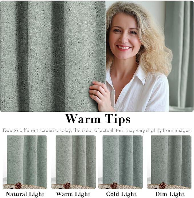 H.VERSAILTEX White Linen Blackout Curtains Durable Thick Textured Linen Look - Image 6