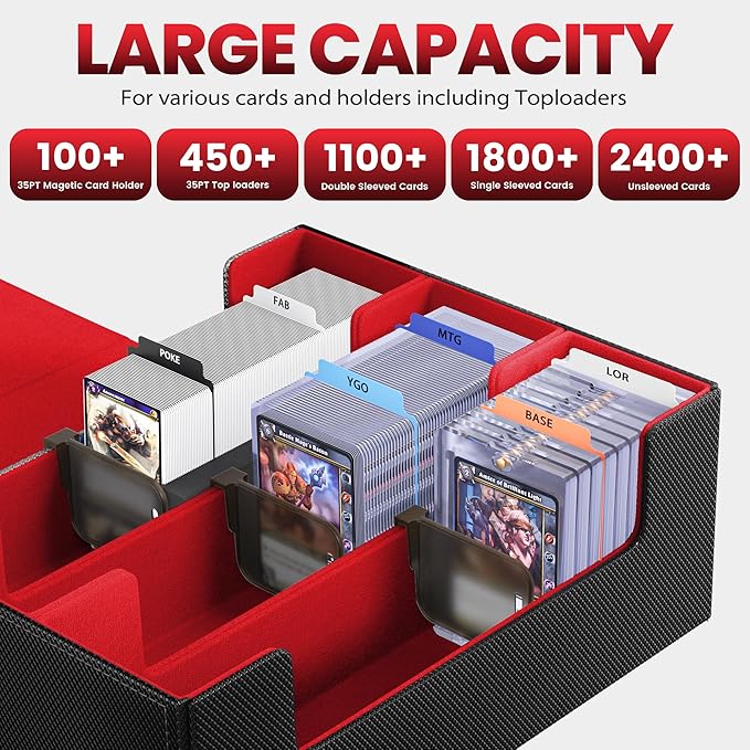 Card Storage Box For Trading Cards 1800+, Card Deck Box - Image 2
