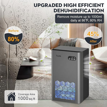ToLife Dehumidifier for Home 95 OZ Water Tank, 1000 sq.ft Dehumidifiers for - Image 2