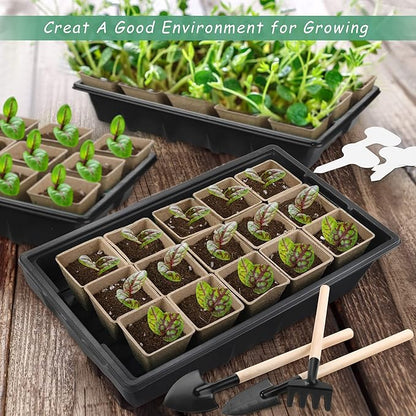 4 Pack Seed Starter Tray Kit, 120 Square Seed Peat Pots - Image 6