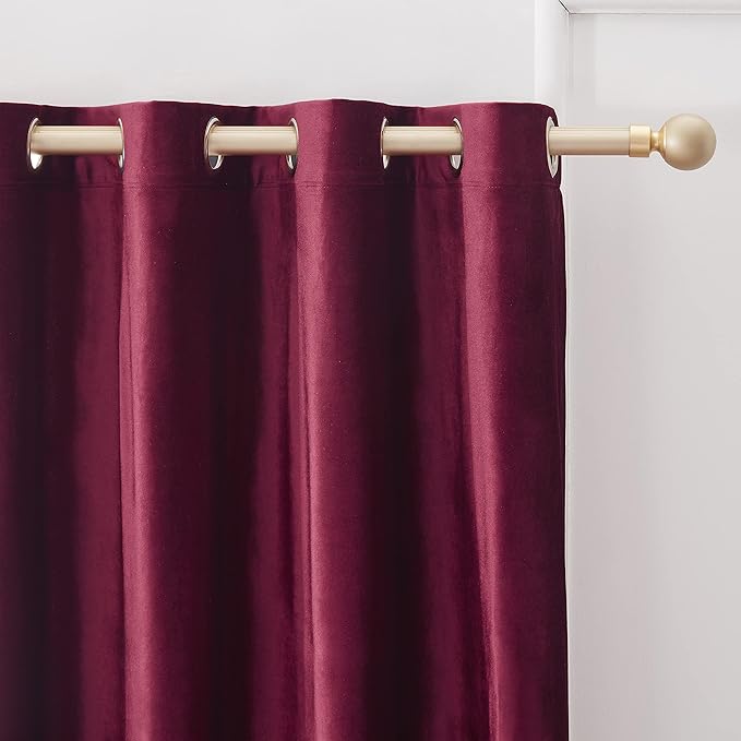 Christmas Burgundy Decorative Velvet Curtains 102 inches Elegant Living Room - Image 3