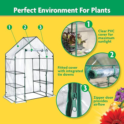 Miracle-GRO 4'8" x 29" x 6'5" Outdoor Mini Walk-in Greenhouse Plant Tent - Image 3