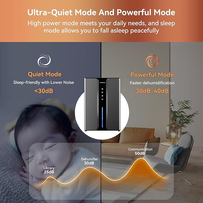 Home Dehumidifier with Drain Hose, 95oz Quiet dehumidifier - Image 5