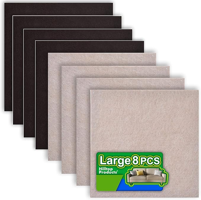 8 Pack - 2 Colors Self Adhesive Square Furniture Felt Pad Surface Protector by HilltopProducts