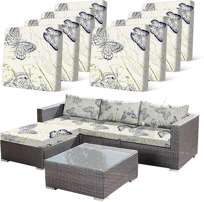8pcs Outdoor Printed Sofa Seat Cushion Covers Strechable, Waterproof Elastic by CALBODE