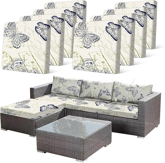 8pcs Outdoor Printed Sofa Seat Cushion Covers Strechable, Waterproof Elastic by CALBODE