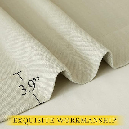 NICETOWN Room Darkening Faux Linen Beige Curtains 120 inches Long, Pinch - Image 8