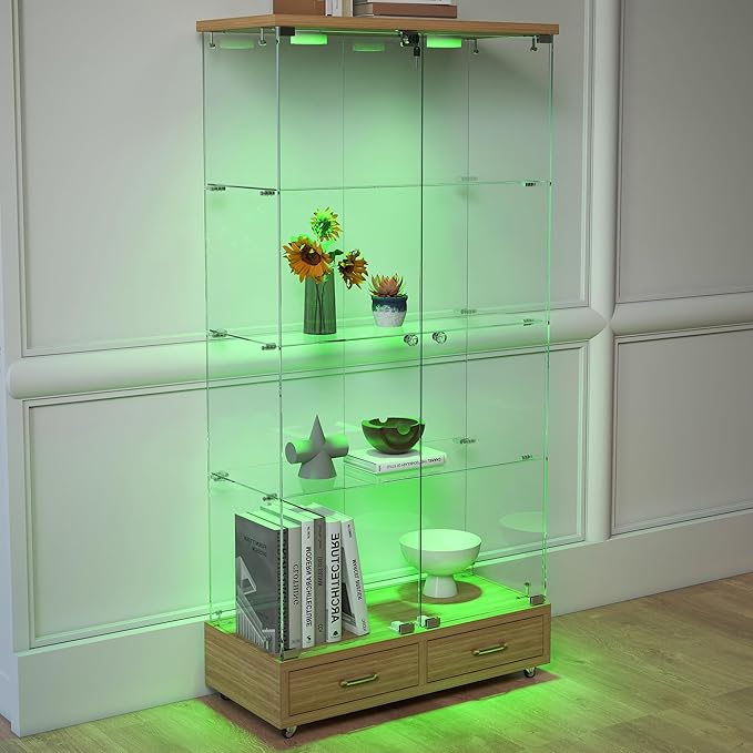 Yoluckea 4 Tier Glass Display Cabinet - Image 9