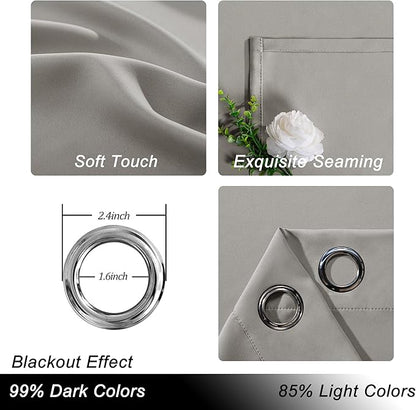 Hiasan Patio Sliding Door Curtain Panel, Sliver Grey Room Divider Grommet - Image 2