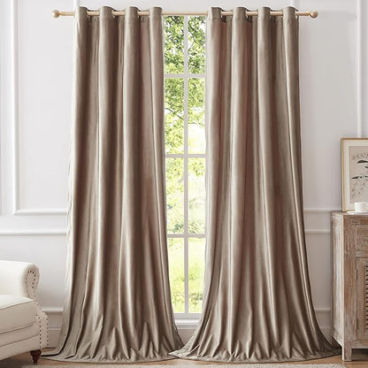 BULBUL Taupe Decorative Velvet Curtains:120 inches Elegant Living Room - Image 5