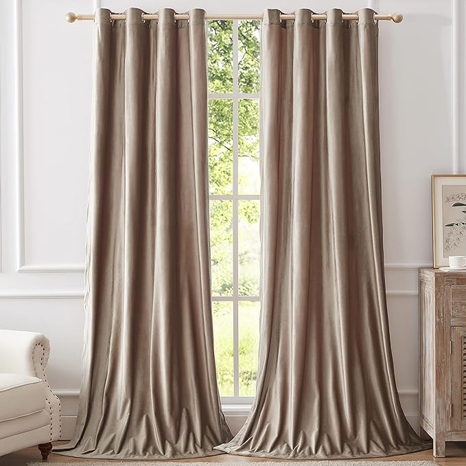 BULBUL Luxury Taupe Velvet Curtains:108 inches Long Elegant Living Room - Image 5