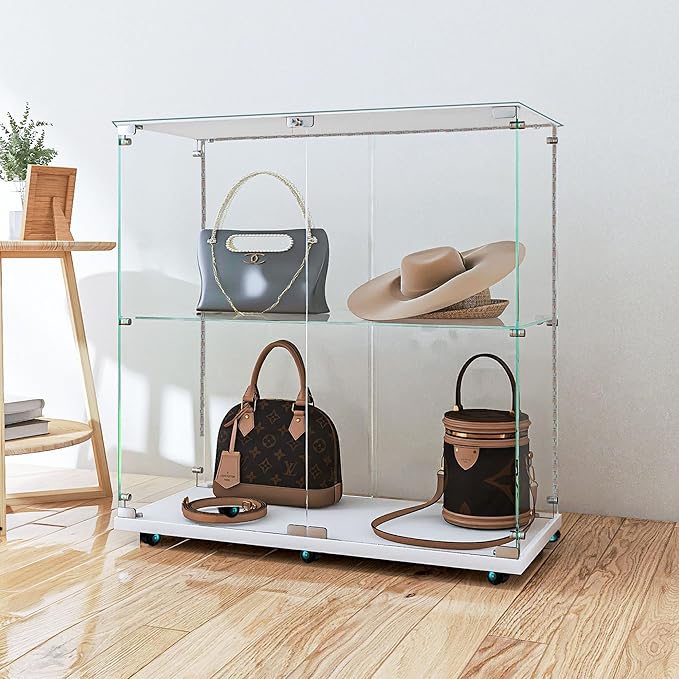 Yoluckea 2 Tiers Glass Display Cabinet - Image 6