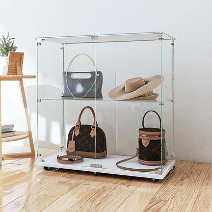 Yoluckea 2 Tiers Glass Display Cabinet - Image 6