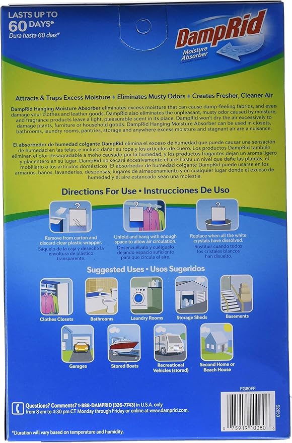 DampRid Fragrance Free Hanging Moisture Absorber, Inhibits Mold and Mildew - Image 2