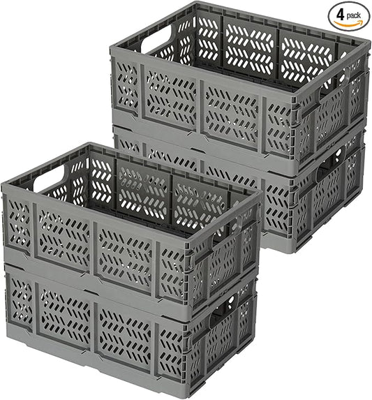 Heavy Duty Plastic Milk Crates for Storage, Collapsible Storage Basket by PAG-Mass