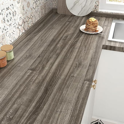 WESTICK Grayish Brown Wood Contact Paper Peel and Stick Wallpaper Wood Vinyl by WESTICK