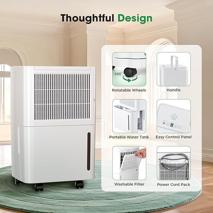 2, 500 Sq.Ft Dehumidifier with Drain Hose, 30 Pints Dehumidifiers - Image 9