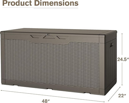JUMMICO 100 Gallon Resin Deck Box, Waterproof Outdoor Storage Box - Image 4