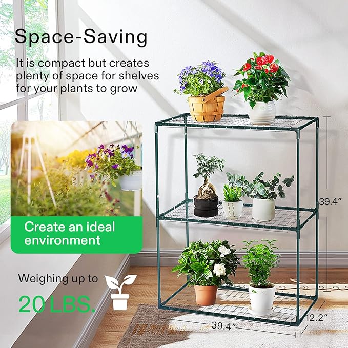 VIVOSUN Mini Lean-to Greenhouse, 6.6’ x 3.3’ x 6.9’ Portable Wall House - Image 3