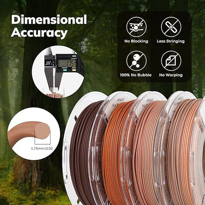 AMOLEN Wood Pla 3D Printer Filament Wood Pla Gradient Matte Finish Bundle 1.75mm - Image 4