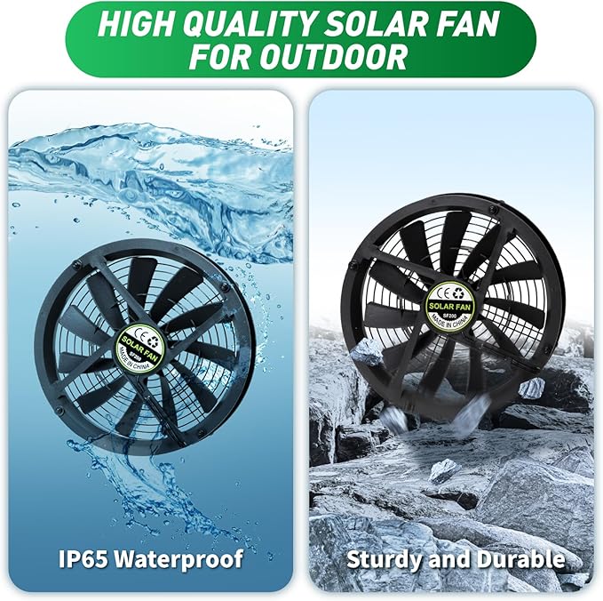 Solar Exhaust Fan with Battery, 40W 10" Solar Powered Fans - Image 9