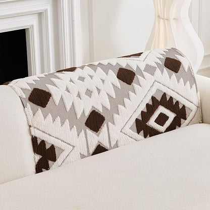 Boho Plush Couch Covers for Sofa Washable, Fuzzy Soft Couch Cover for Sectional - Image 4