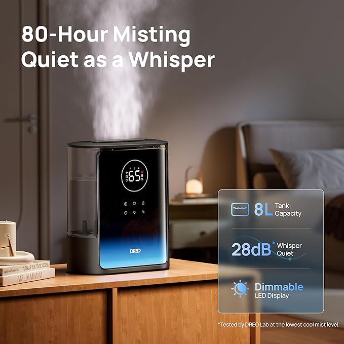 DREO 8L Smart Humidifiers for Bedroom 600ft², 80H Runtime Warm&Cool Supersized - Image 4