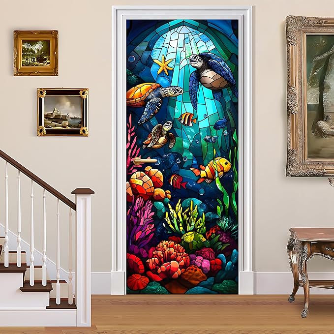 3D Door Stickers, Peel and Stick Vinyl Wallpaper, Self-Adhesive Mural Door Cover by BVBOX