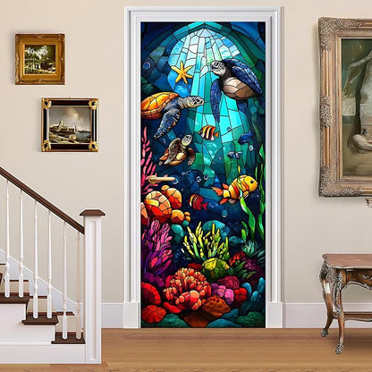 3D Door Stickers, Peel and Stick Vinyl Wallpaper, Self-Adhesive Mural Door Cover by BVBOX