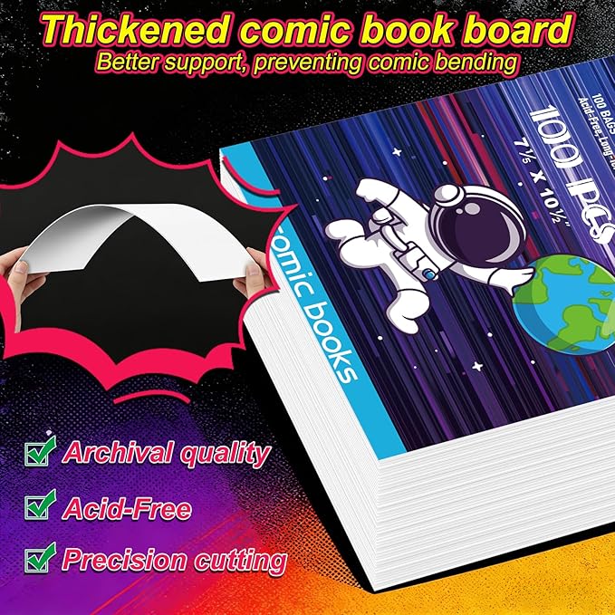 200 Pack Current Comic Book Bags and Boards, Thick Acid-Free Comic Books - Image 3