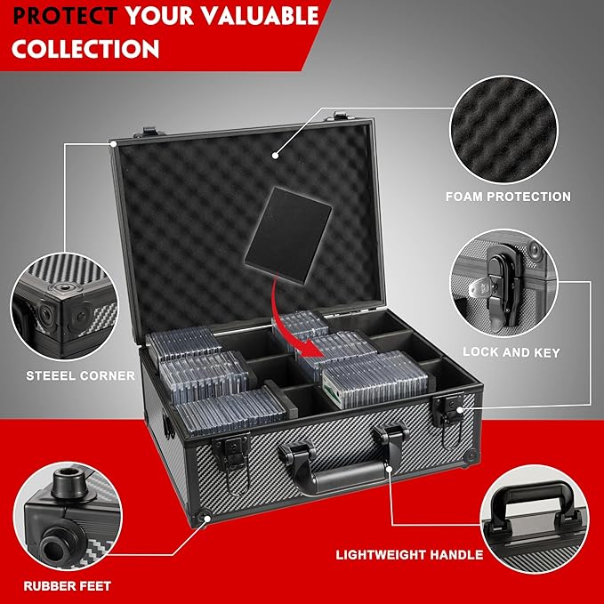Graded Card Storage Box, Trading Cards Slab Carrying Case, 6 Row Hard Sports - Image 4