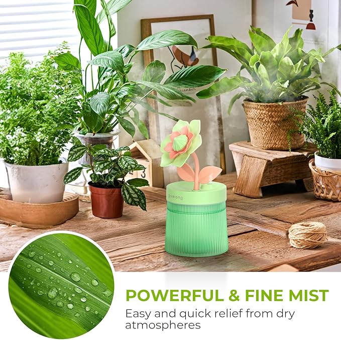 Cute Flower Mini Humidifier, 260ml Gardenia Desktop Humidifiers - Image 2