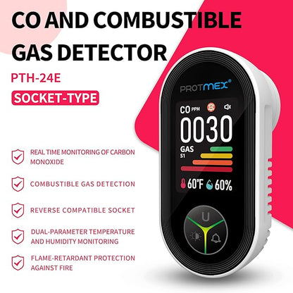 Protmex 4-in-1 Carbon Monoxide & Gas Detectors Plug in Large LCD Screen - Image 2