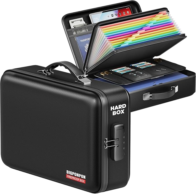Fireproof Document Box, Hard Case Highly Flame-Resistant Fire Proof Waterproof by BigPonPon