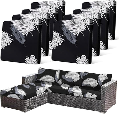 8Pcs Stretch Patio Cushion Covers Dustproof Outdoor Cushion Covers Washable by CALBODE