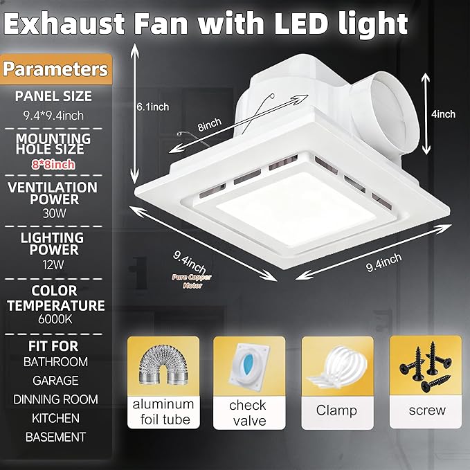 9.4" Quiet Bathroom Exhaust Fan - Image 2