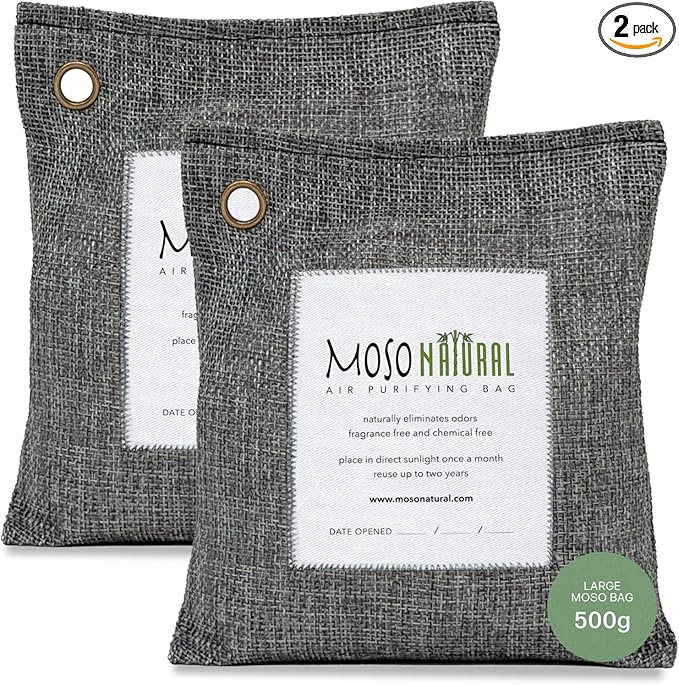 Moso Natural Air Purifying Bag 500g Premium Bamboo Charcoal Odor Absorber by MosoNatural