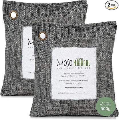 Moso Natural Air Purifying Bag 500g Premium Bamboo Charcoal Odor Absorber by MosoNatural